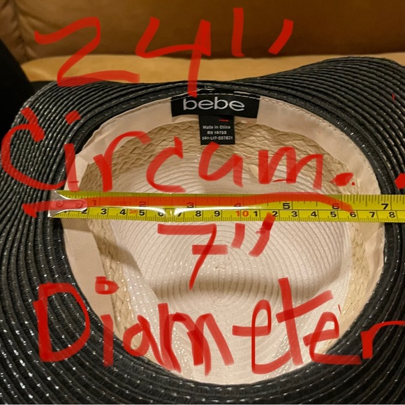 Bebe Black Tan and beige Wide Brim Floppy Hat. size Large, 24” Circumference. - Picture 12 of 13